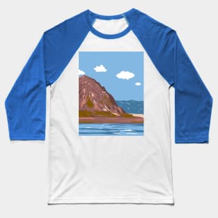 Morro Rock Beach in Morro Bay San Luis Obispo California WPA Poster Art Baseball T-Shirt